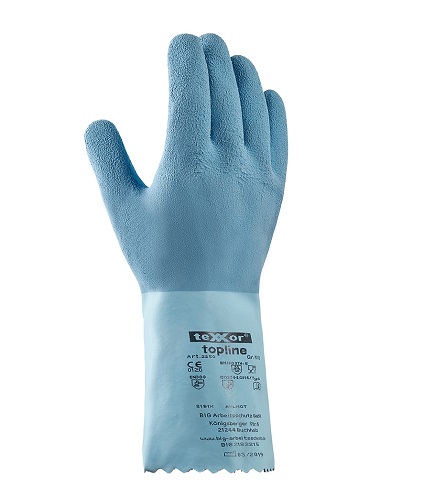 teXXor® topline Chemikalienschutz-Handschuh NATURLATEX GERAUHT